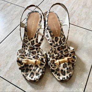 Bettye Muller Leopard Print Sandals, Sz 7.5 EUC